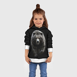 Толстовка-худи детская Грозный медведь с знаком лапа медведя, цвет: 3D-белый — фото 2