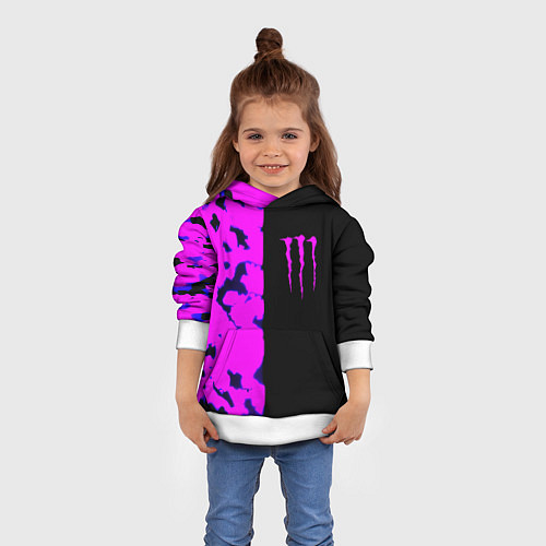 Детская толстовка Monster energy neon camo / 3D-Белый – фото 4