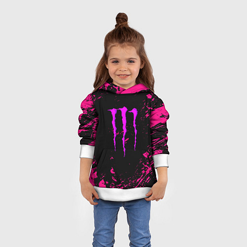Детская толстовка Monster energy неоновые краски лого / 3D-Белый – фото 4
