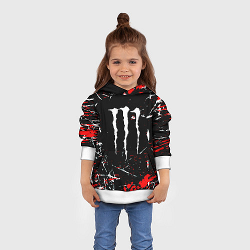 Детская толстовка Monster energy штрихи / 3D-Белый – фото 4
