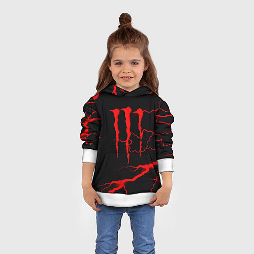 Детская толстовка Monster energy storm red / 3D-Белый – фото 4