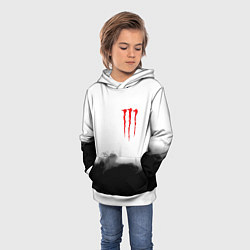Толстовка-худи детская Monster energy splash smoke, цвет: 3D-белый — фото 2