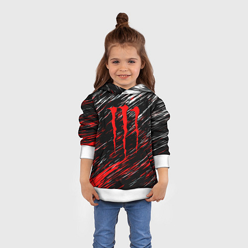Детская толстовка Monster energy полосы красок / 3D-Белый – фото 4