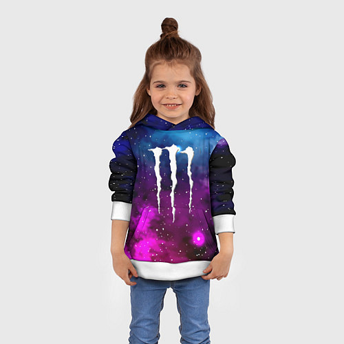 Детская толстовка Monster energy neon space / 3D-Белый – фото 4