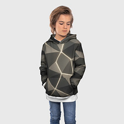 Толстовка-худи детская Серая объемная текстура с гранями, цвет: 3D-белый — фото 2