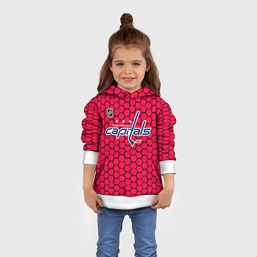 Детская толстовка Вашингтон Кэпиталз - красные соты / 3D-Белый – фото 4