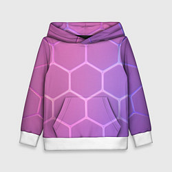 Толстовка-худи детская Розовые неоновые соты, цвет: 3D-белый