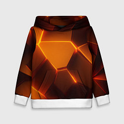 Толстовка-худи детская Оранжевые объемные пластины, цвет: 3D-белый