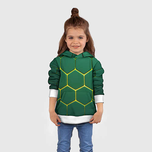 Детская толстовка Зеленые плиты с желтым светом / 3D-Белый – фото 4