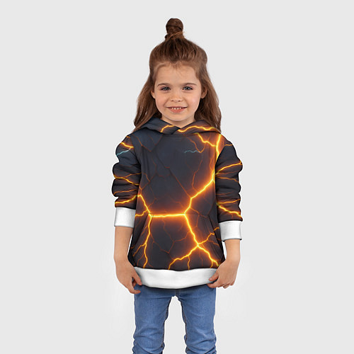Детская толстовка Молнии и черные объемные плиты / 3D-Белый – фото 4