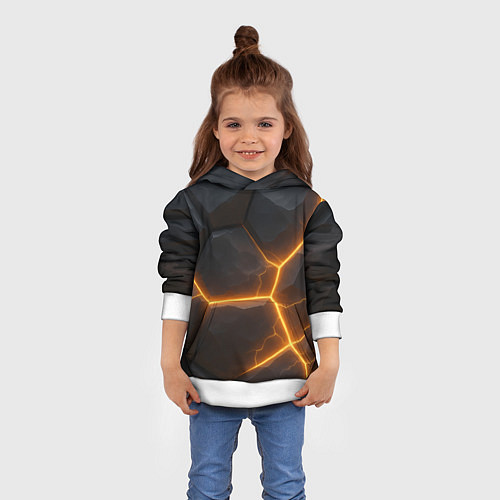 Детская толстовка Черные плиты с оранжевой молнией / 3D-Белый – фото 4