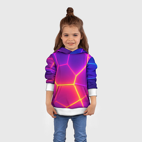 Детская толстовка Синие плиты с фиолетовым свечением / 3D-Белый – фото 4