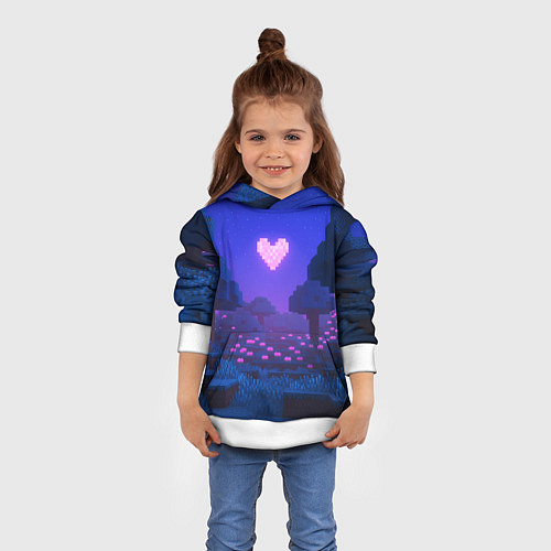 Детская толстовка Ночной лес Minecraft с сердечком луной / 3D-Белый – фото 4
