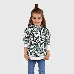 Толстовка-худи детская Чёрно-белый стилизованный цветочный, цвет: 3D-белый — фото 2