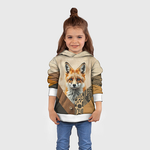 Детская толстовка Удивительный рыжий лисёнок / 3D-Белый – фото 4