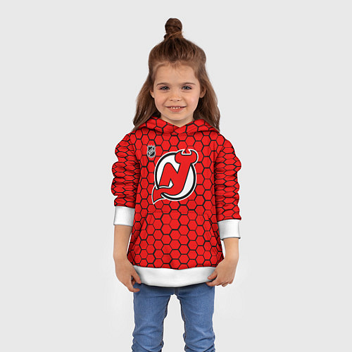Детская толстовка Нью Джерси Девилз - красные соты / 3D-Белый – фото 4