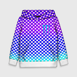Толстовка-худи детская Monster шахматная клетка градиент, цвет: 3D-белый