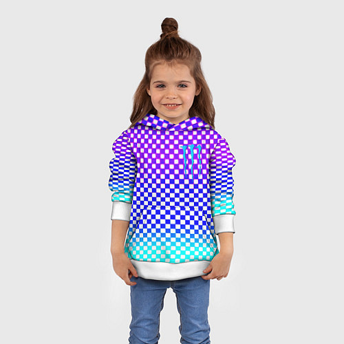 Детская толстовка Monster шахматная клетка градиент / 3D-Белый – фото 4