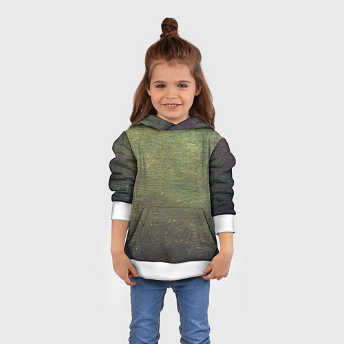 Детская толстовка Абстракция - old board painted with green paint / 3D-Белый – фото 4