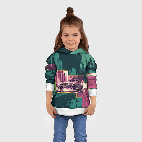 Детская толстовка Дрифтующий спорткар / 3D-Белый – фото 4