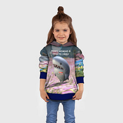 Толстовка-худи детская Ребят, можно я просто уйду - забавная акула Вика, цвет: 3D-синий — фото 2