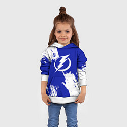 Толстовка-худи детская Тампа Бэй Лайтнинг - синяя краска, цвет: 3D-белый — фото 2