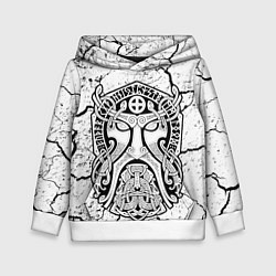 Толстовка-худи детская Суровый бог древних воинов, цвет: 3D-белый