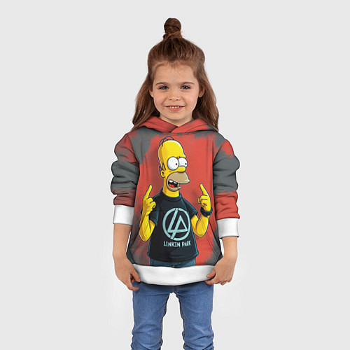 Детская толстовка Гомер в футболке Linkin Park / 3D-Белый – фото 4