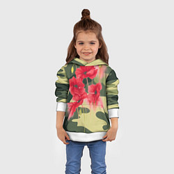 Толстовка-худи детская Камуфляж с маками, цвет: 3D-белый — фото 2