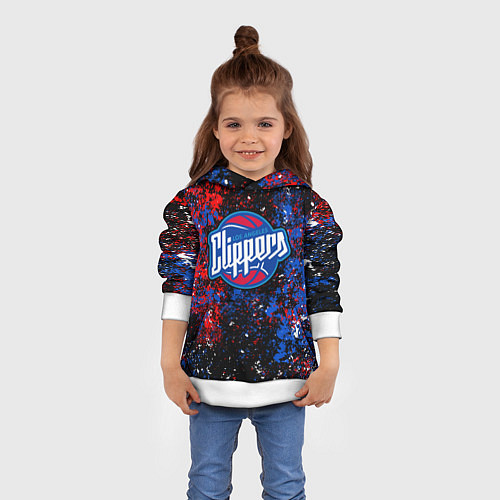 Детская толстовка Клипперс - цветовой хаос / 3D-Белый – фото 4