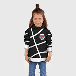 Толстовка-худи детская Клипперс - текстура черного мяча, цвет: 3D-белый — фото 2