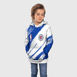 Толстовка-худи детская Клипперс - синяя краска, цвет: 3D-белый — фото 2