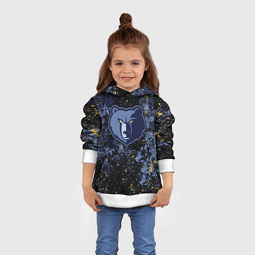 Детская толстовка Мемфис Гриззлис - цветовой хаос / 3D-Белый – фото 4