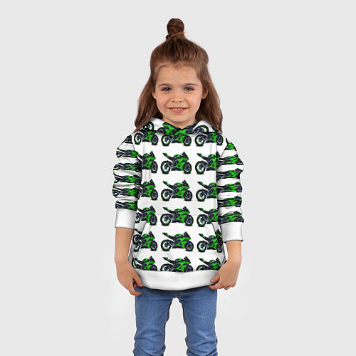 Детская толстовка Motorbike green / 3D-Белый – фото 4