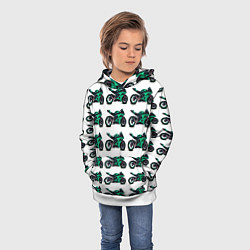 Толстовка-худи детская Motorcycle turquoise, цвет: 3D-белый — фото 2