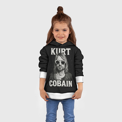 Детская толстовка Курт Кобейн - гранж-арт / 3D-Белый – фото 4