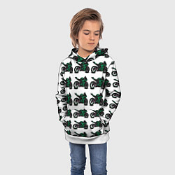 Толстовка-худи детская Motorbike dark green, цвет: 3D-белый — фото 2