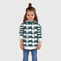 Толстовка-худи детская Motorbike light blue, цвет: 3D-белый — фото 2