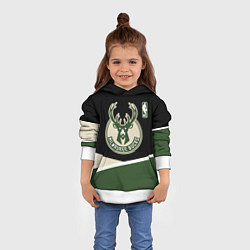 Толстовка-худи детская Милуоки Бакс - линии, цвет: 3D-белый — фото 2