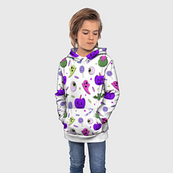 Толстовка-худи детская Halloween purple pumpkin pattern, цвет: 3D-белый — фото 2