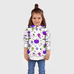 Толстовка-худи детская Halloween purple pumpkin pattern, цвет: 3D-белый — фото 2
