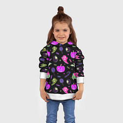 Толстовка-худи детская Halloween pink black pumpkin, цвет: 3D-белый — фото 2