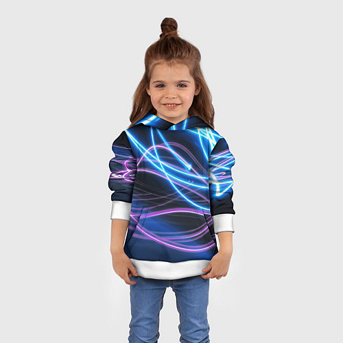 Детская толстовка Неоновая абстракция на темном / 3D-Белый – фото 4