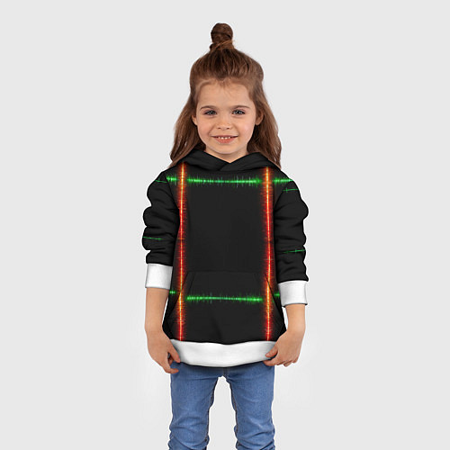 Детская толстовка Color green orange lines / 3D-Белый – фото 4