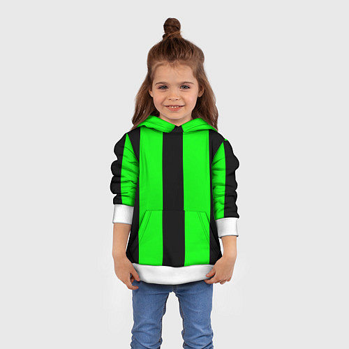 Детская толстовка Color green black line / 3D-Белый – фото 4