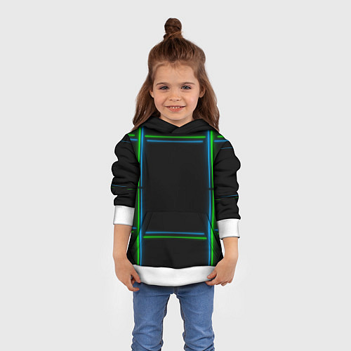 Детская толстовка Neon green light blue / 3D-Белый – фото 4