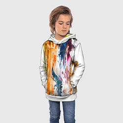 Толстовка-худи детская Разноцветные мазки кисти на палитре художника, цвет: 3D-белый — фото 2