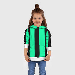 Толстовка-худи детская Color turquoise black line, цвет: 3D-белый — фото 2