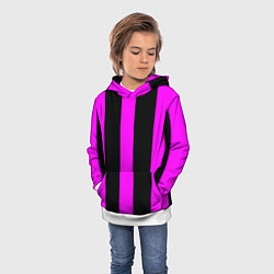 Толстовка-худи детская Color black pink lines, цвет: 3D-белый — фото 2