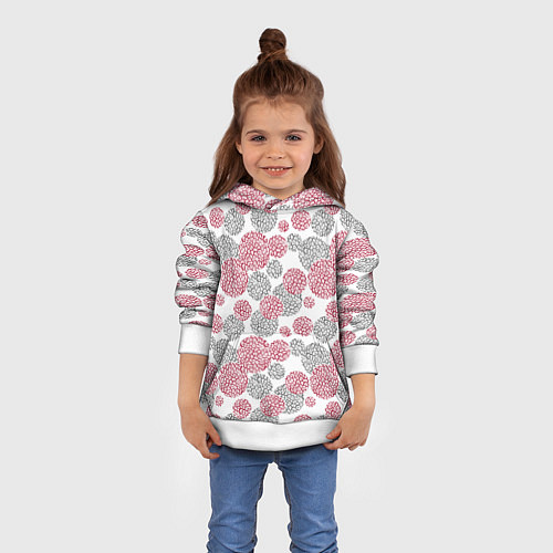 Детская толстовка Крупный красный серый горох с леопардовой текстуро / 3D-Белый – фото 4